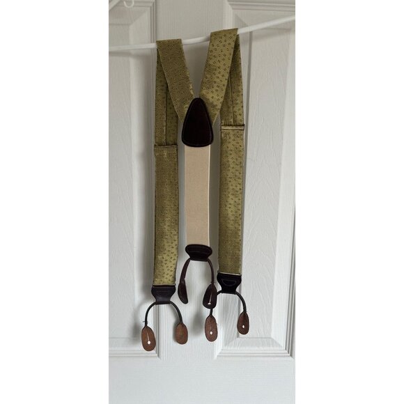 Vintage Trafalgar Silk Button End Braces Suspenders Yellow Brown Abstract Patter - Picture 5 of 6